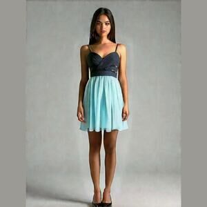 Hailey Logan By Adrianna Papell Mini Dress Woman's 3/4‎ Formal Black Green Dance